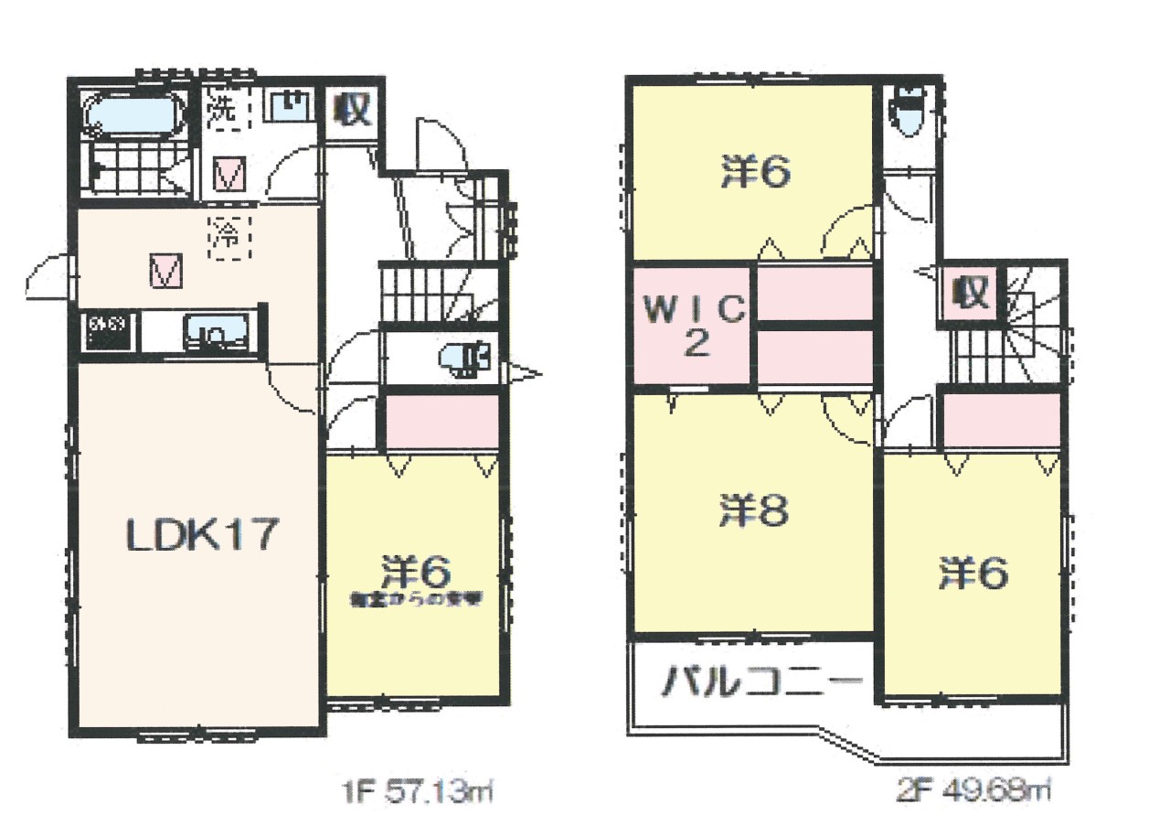 間取-全居室6帖以上の広々空間!収納スペース多数ご用意!