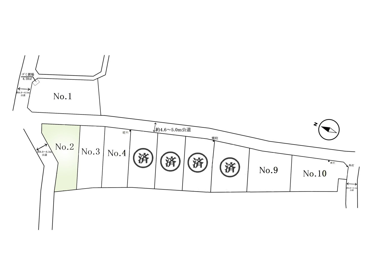 区画図-2区画：広々90坪以上の土地！