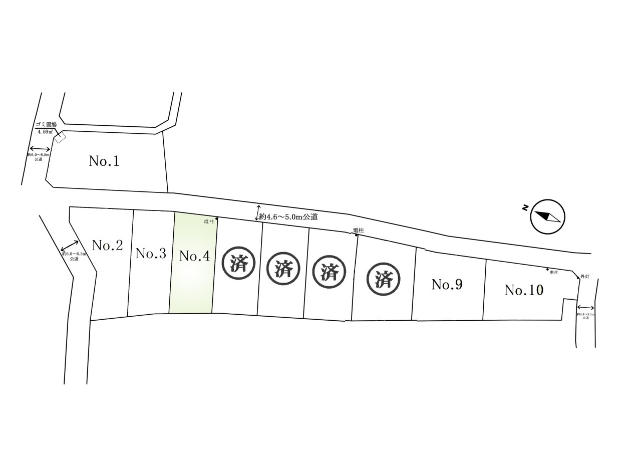 区画図-4区画：広々90坪以上の土地！