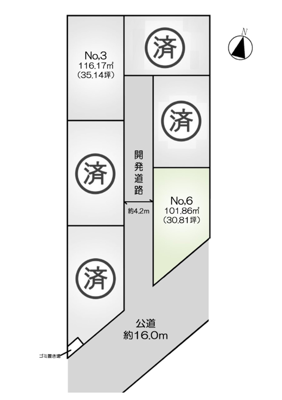 区画図-６区画：３路線利用可能＾＾通勤・通学に便利です！