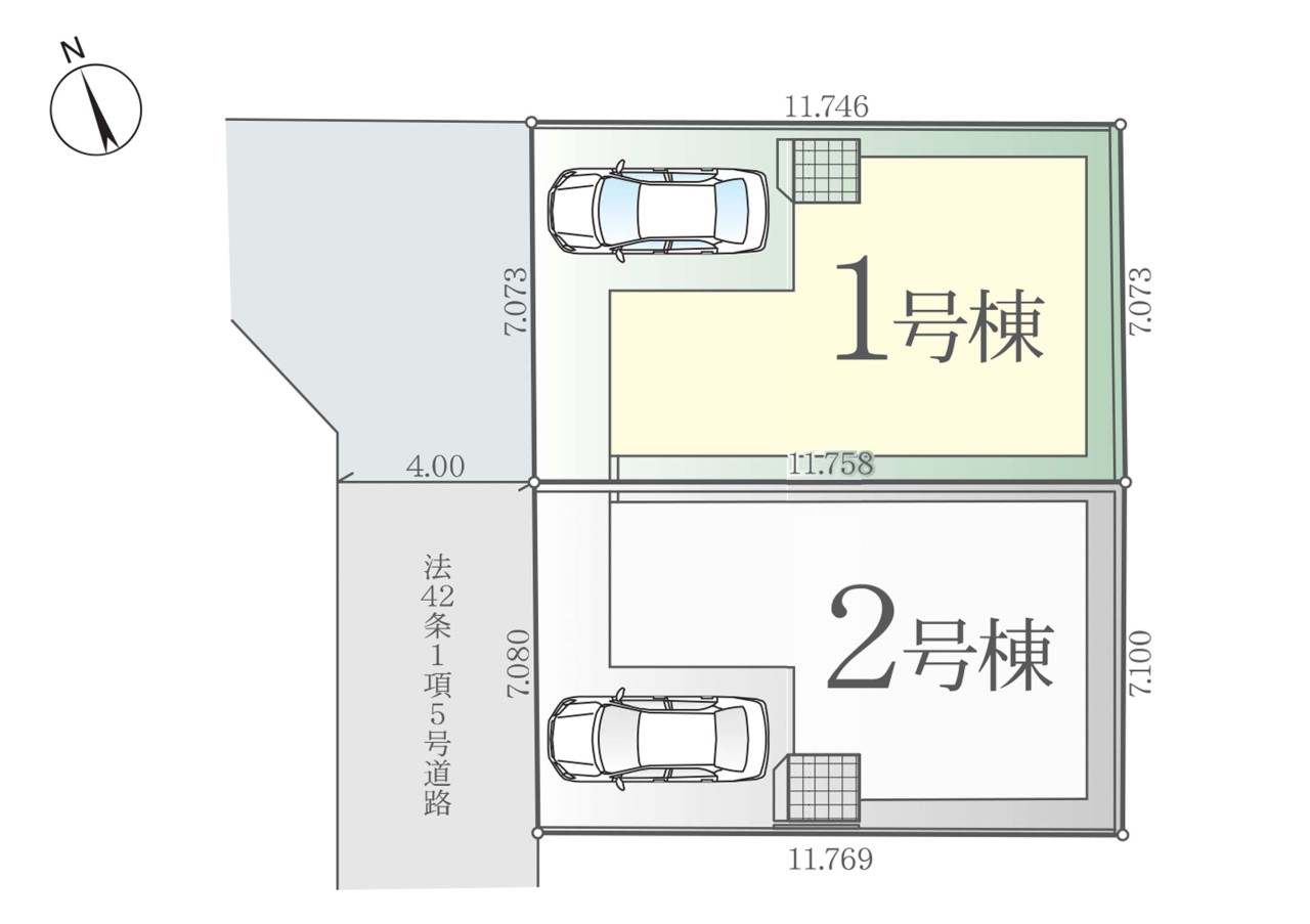 区画図-１号棟：カースペース１台分ございます！