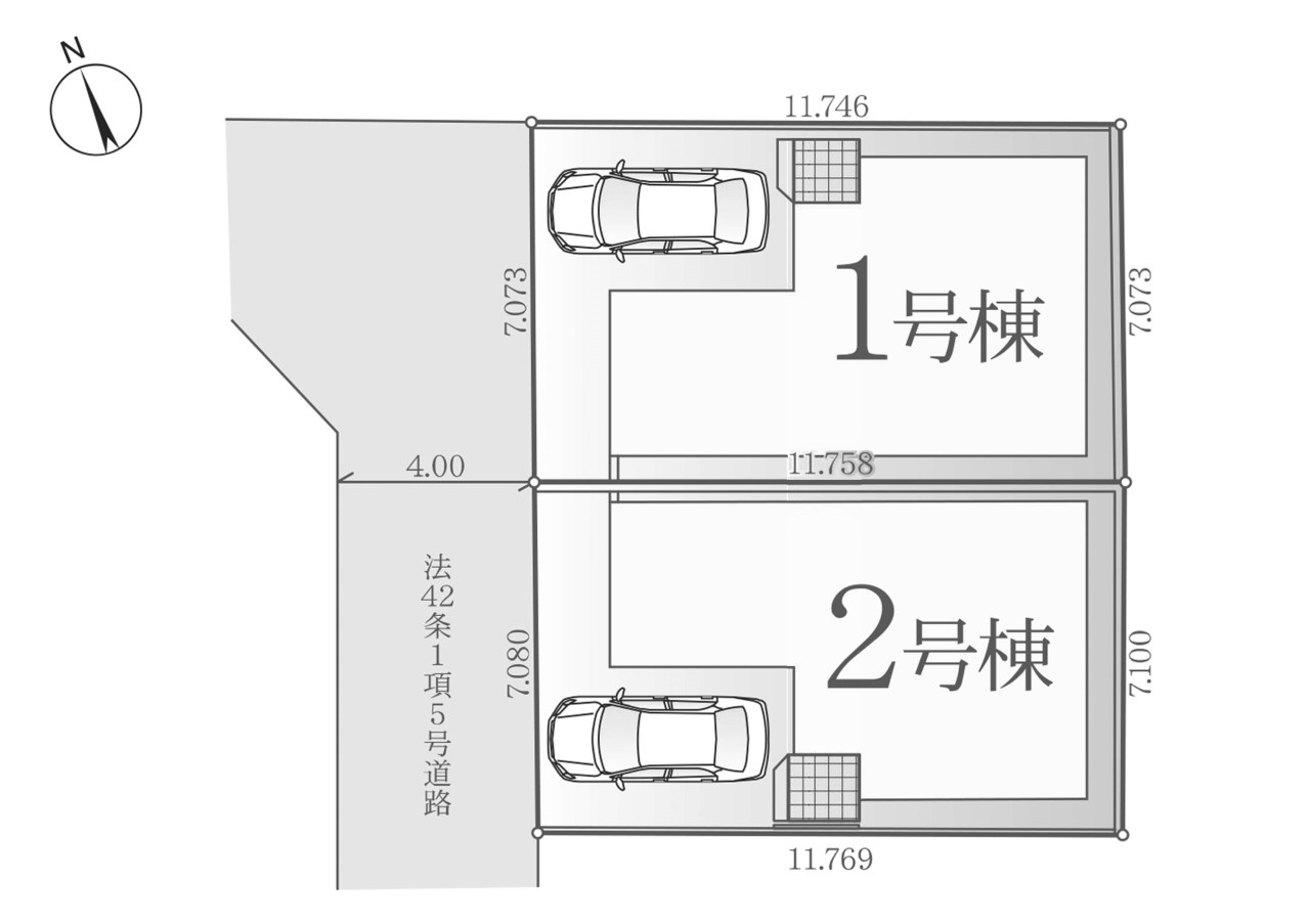 土地図面-全２棟：商業施設が徒歩に充実したお住まいです！
