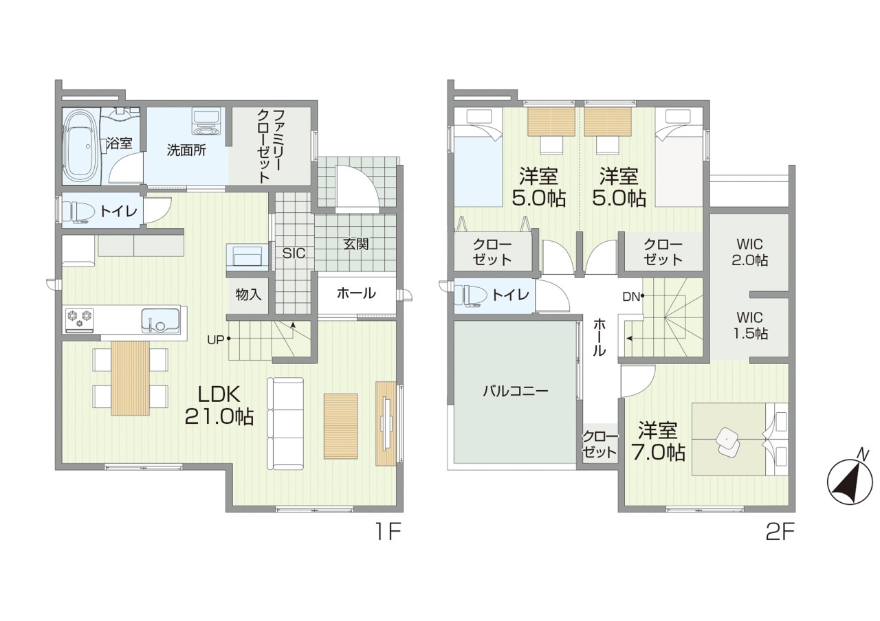 建物プラン例(間取図)-参考間取りプラン：モデル棟